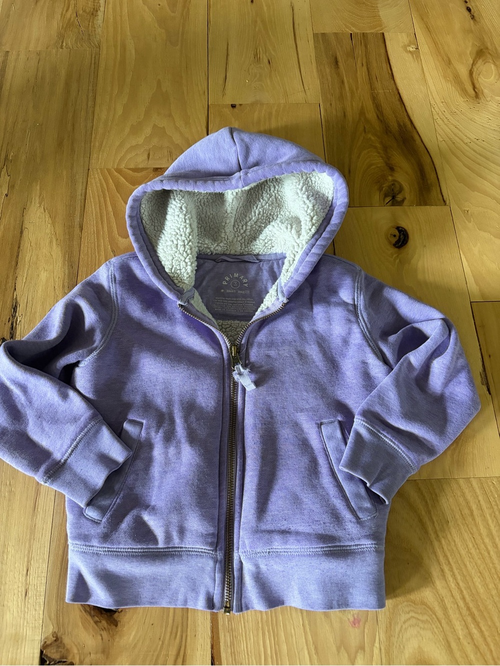 Primary Lilac Sherpa-Lined Zip Hoodie for Kids